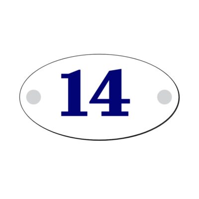 Naambord Ovaal 13x7 cm in zwart acrylaat met witte folie – gepersonaliseerd ontwerp