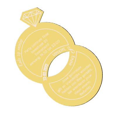 Verstrengelde ringen bedankje van spiegelacrylaat 8x4.5cm in goud, perfect voor verloving en bruiloft
