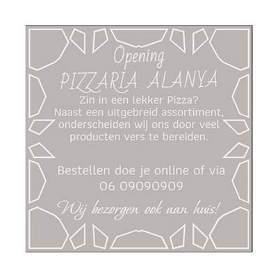 Vierkant bedankje van spiegelacrylaat 8×8 cm – personaliseerbaar in goud, zilver, roze of blauw