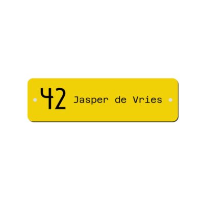 Tekstplaatje 80x23 mm van kunststof met verdiepte gravure
