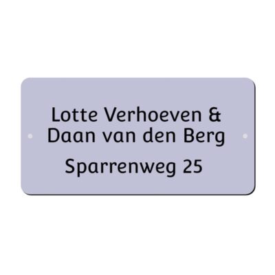 Tekstplaatje 100x50 mm van kunststof met verdiepte gravure