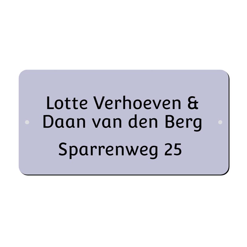 Tekstplaatje 100x50 mm van kunststof met verdiepte gravure