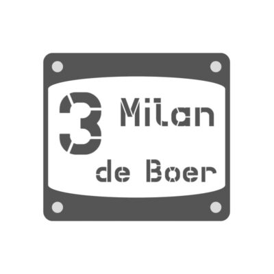 Sjabloonbord in zwart-wit acrylaat met lasergravure – 20x18 cm formaat