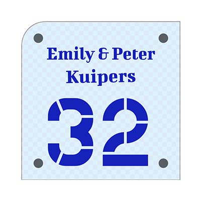 Glaslook huisnummerbord 20x20cm Strak design, duurzaam materiaal, inclusief RVS-look