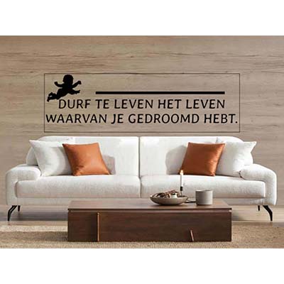 Muursticker 60x200 cm met gepersonaliseerde tekst in zwart vinyl